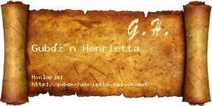 Gubán Henrietta névjegykártya
